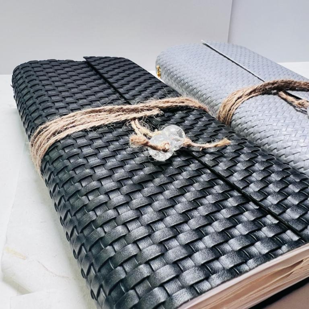 Wrap Around Faux Leather Travelers Notebook (Black/Grey) - Hustle & Purpose NYC