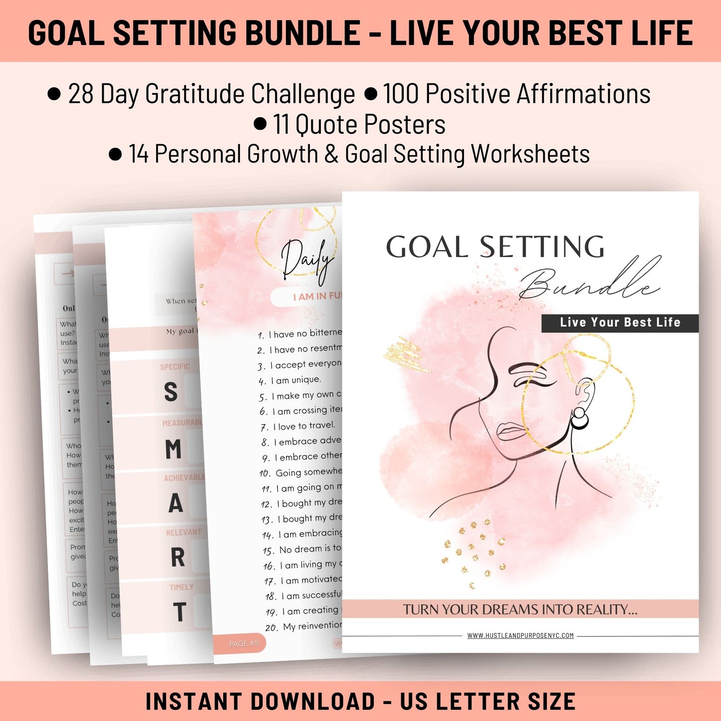 Goal Setting Printable Bundle for Positive Transformation