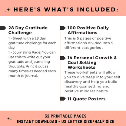 Goal Setting Printable Bundle for Positive Transformation