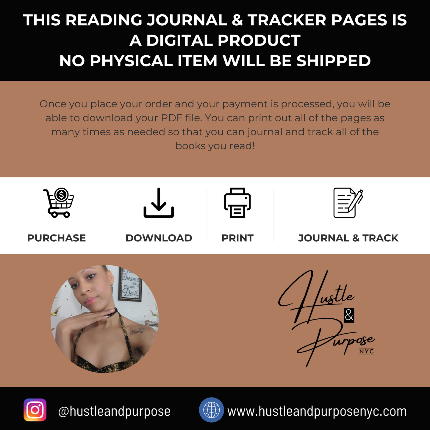 39-Page Reading Journal and Tracker Bundle - Brown Theme