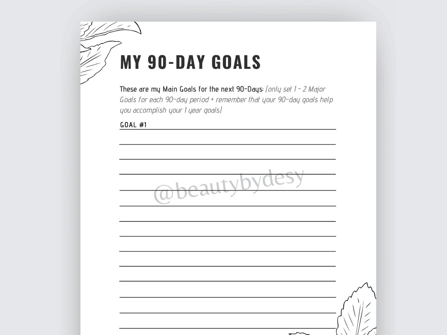 90 Day Goal Setting Journal - Hustle & Purpose NYC